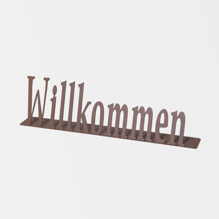 Schriftzug Willkommen in Farbe Rost